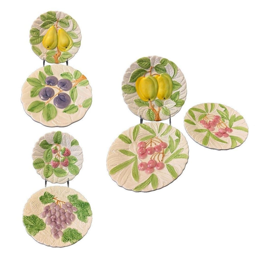 Shafford Fruit Du Jour 1987 Salad Plates Set of 7 8" Six Fruit Designs